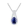 Image 1 : 1 & 3/4 CTW Oval Lab-Created Blue Sapphire Solitaire Diamond Pendant 10kt White Gold - REF-14R4H