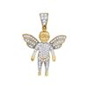 Image 1 : 1/3 CTW Mens Round Diamond Guardian Angel Charm Pendant 10kt Yellow Gold - REF-22F8M