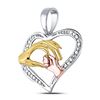 Image 2 : 1/12 CTW Round Diamond Mom Mother Child Hands Pendant 10kt Tri-Tone Gold - REF-10H8W