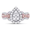 Image 2 : 1 CTW Diamond Teardrop Cluster Bridal Wedding Engagement Ring 14kt Two-tone Gold - REF-71M9A