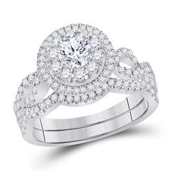 1 CTW Round Diamond Bridal Wedding Engagement Ring 14kt White Gold - REF-162K3R