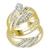 Image 1 : 1/4 CTW His & Hers Round Diamond Round Matching Bridal Wedding Ring 14kt Yellow Gold - REF-71A9N