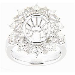 1.47 CTW Diamond Semi Mount Ring 18K White Gold - REF-143W6H