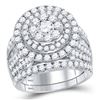 Image 1 : 3 CTW Round Diamond Cluster Bridal Wedding Engagement Ring 14kt White Gold - REF-222K3R