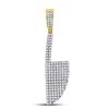 Image 1 : 1/2 CTW Mens Round Diamond Butcher Knife Charm Pendant 10kt Yellow Gold - REF-30X3T