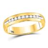 Image 1 : 1/4 CTW Mens Round Diamond Single-row Channel-set Wedding Ring 14kt Yellow Gold - REF-41F9M