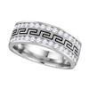 Image 1 : 3/4 CTW Mens Round Diamond Grecco Wedding Anniversary Ring 14kt White Gold - REF-83W9F