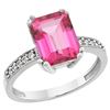 Image 1 : 3.70 CTW Pink Topaz & Diamond Ring 14K White Gold - REF-40N2Y
