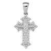 Image 1 : 1/5 CTW Round Diamond Cross Crucifix Pendant 10kt White Gold - REF-14H4W