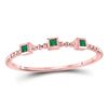 Image 1 : 0.03 CTW Princess Emerald Beaded 3-stone Stackable Ring 10kt Rose Gold - REF-5X9T