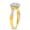 Image 3 : 1/3 CTW Round Diamond Circle Flower Cluster Ring 10kt Yellow Gold - REF-27M5A