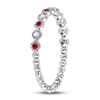 Image 3 : 1/6 CTW Round Ruby Diamond Beaded Dot Stackable Ring 10kt White Gold - REF-13T2K