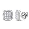 Image 1 : 1 CTW Round Diamond Square Earrings 10kt White Gold - REF-57Y3X