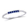 Image 1 : 1/20 CTW Round Blue Sapphire Beaded Stackable Ring 10kt White Gold - REF-7H5W