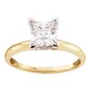Image 1 : 1 CTW Princess Diamond Solitaire Bridal Wedding Engagement Ring 14kt Yellow Gold - REF-215K9R