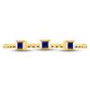 Image 2 : 1/20 CTW Princess Blue Sapphire 3-Stone Beaded Stackable Ring 10kt Yellow Gold - REF-5N9Y