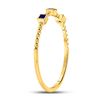 Image 3 : 1/20 CTW Princess Blue Sapphire 3-Stone Beaded Stackable Ring 10kt Yellow Gold - REF-5N9Y