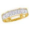 Image 1 : 1/2 CTW Princess Baguette Channel-set Diamond Wedding Ring 14kt Yellow Gold - REF-54W3F