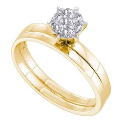 1/6 CTW Round Diamond Cluster Bridal Wedding Engagement Ring 10kt Yellow Gold - REF-16Y8X