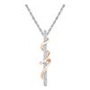 Image 1 : 1/20 CTW Round Diamond Vertical Bar Pendant 10kt Two-tone Gold - REF-9W6F