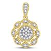 Image 1 : 1/10 CTW Round Diamond Milgrain Rope Cluster Pendant 10kt Yellow Gold - REF-8H4W