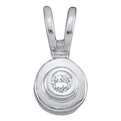 0.03 CTW Round Diamond Solitaire Circle Pendant 10kt White Gold - REF-3R6H