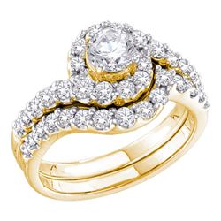 1 & 3/8 CTW Round Diamond Bridal Wedding Engagement Ring 14kt Yellow Gold - REF-173R9H