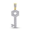 Image 1 : 1/2 CTW Mens Round Diamond Key Charm Pendant 10kt Yellow Gold - REF-24M3A