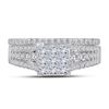 Image 2 : 1 CTW Princess Diamond Cluster Bridal Wedding Engagement Ring 14kt White Gold - REF-65R9H