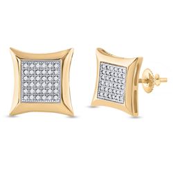 1/5 CTW Round Diamond Square Kite Cluster Earrings 10kt Yellow Gold - REF-20W9F