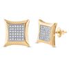 Image 1 : 1/5 CTW Round Diamond Square Kite Cluster Earrings 10kt Yellow Gold - REF-20W9F