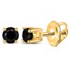 Image 1 : 1/4 CTW Round Black Color Enhanced Diamond Solitaire Earrings 14kt Yellow Gold - REF-9T3K