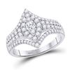 Image 1 : 7/8 CTW Round Diamond Cluster Bridal Wedding Engagement Ring 14kt White Gold - REF-77M9A