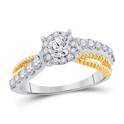 1 CTW Round Diamond Solitaire Bridal Wedding Engagement Ring 14kt White Gold - REF-120X3T