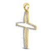 Image 2 : 1/4 CTW Mens Round Diamond Cross Outline Charm Pendant 10kt Yellow Gold - REF-18A3N