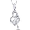 Image 1 : 1/10 CTW Round Diamond Heart Lock Key Dangle Pendant 10kt White Gold - REF-8R4H