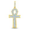 Image 1 : 1/3 CTW Mens Round Diamond Ankh Cross Charm Pendant 10kt Yellow Gold - REF-27R3H