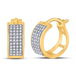 1/4 CTW Round Diamond Huggie Earrings 10kt Yellow Gold - REF-20X3T