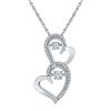 Image 1 : 1/4 CTW Round Diamond Moving Twinkle Solitaire Double Heart Pendant 10kt White Gold - REF-26M3A