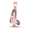Image 2 : 1/5 CTW Round Brown Diamond Butterfly Bug Pendant 10kt Rose Gold - REF-10T8K
