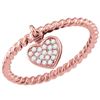 Image 1 : 1/10 CTW Round Diamond Heart Dangle Stackable Ring 14kt Rose Gold - REF-20R3H