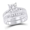 Image 2 : 1/2 CTW His & Hers Round Diamond Cluster Matching Bridal Wedding Ring 10kt White Gold - REF-60K3R