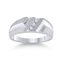 1/10 CTW Mens Round Diamond Wedding Ring 10kt White Gold - REF-18X3T