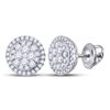 Image 1 : 1 CTW Round Diamond Halo Cluster Earrings 14kt White Gold - REF-81F5M