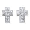 Image 1 : 1/6 CTW Round Diamond Cross Earrings 10kt White Gold - REF-11M9A