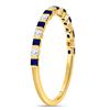 Image 3 : 3/8 CTW Princess Blue Sapphire Diamond Stackable Ring 10kt Yellow Gold - REF-16M8A