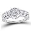 Image 1 : 1/4 CTW Round Diamond Cluster Bridal Wedding Engagement Ring 10kt White Gold - REF-19R2H