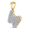 Image 2 : 1/2 CTW Mens Round Diamond Letter W Bubble Initial Charm Pendant 10kt Yellow Gold - REF-33K3R