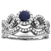 Image 1 : 1.10 CTW Blue Sapphire & Diamond Ring 14K White Gold - REF-110X5M