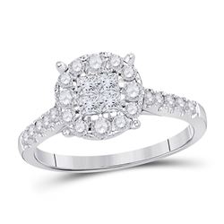 3/4 CTW Princess Diamond Cluster Bridal Wedding Engagement Ring 14kt White Gold - REF-63T3K